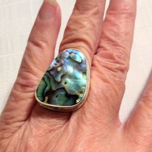 Natural Abalone ring SS shell